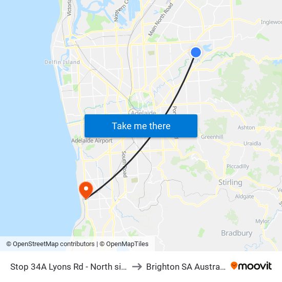 Stop 34A Lyons Rd - North side to Brighton SA Australia map
