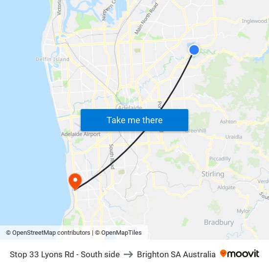Stop 33 Lyons Rd - South side to Brighton SA Australia map