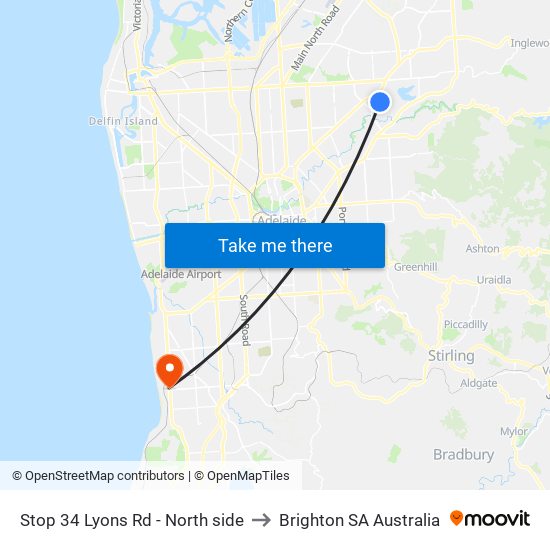 Stop 34 Lyons Rd - North side to Brighton SA Australia map