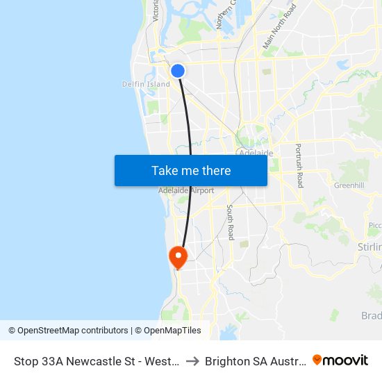 Stop 33A Newcastle St - West side to Brighton SA Australia map