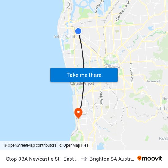 Stop 33A Newcastle St - East side to Brighton SA Australia map