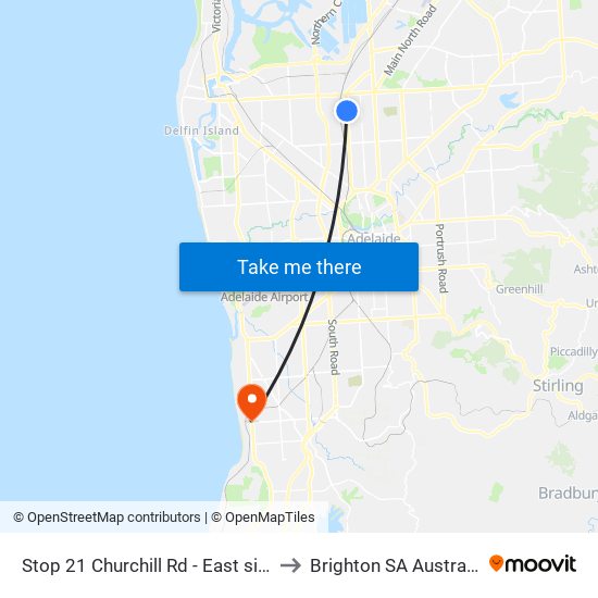 Stop 21 Churchill Rd - East side to Brighton SA Australia map