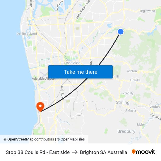 Stop 38 Coulls Rd - East side to Brighton SA Australia map