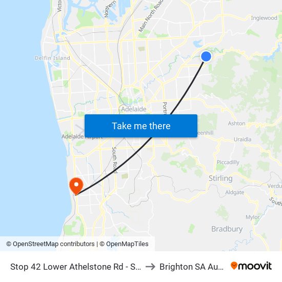 Stop 42 Lower Athelstone Rd - South side to Brighton SA Australia map