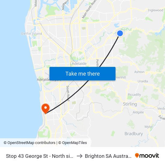 Stop 43 George St - North side to Brighton SA Australia map