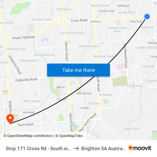 Stop 171 Cross Rd - South side to Brighton SA Australia map