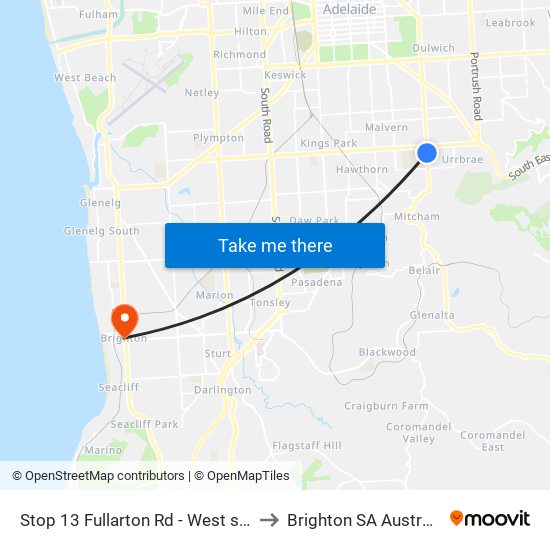 Stop 13 Fullarton Rd - West side to Brighton SA Australia map