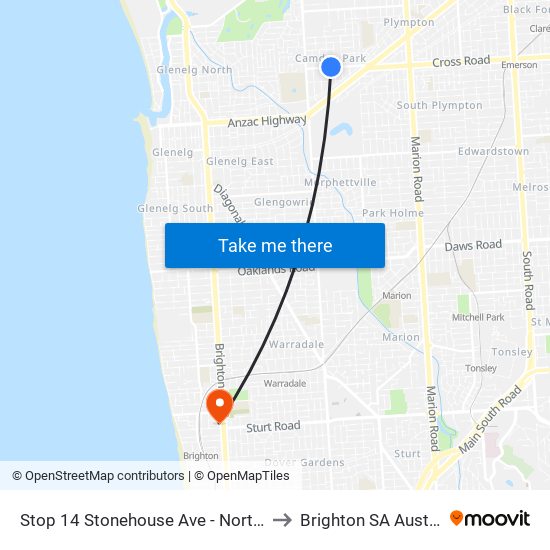 Stop 14 Stonehouse Ave - North side to Brighton SA Australia map