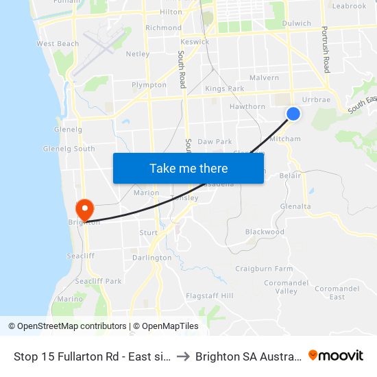 Stop 15 Fullarton Rd - East side to Brighton SA Australia map