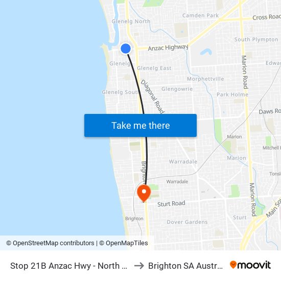 Stop 21B Anzac Hwy - North side to Brighton SA Australia map