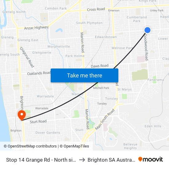 Stop 14 Grange Rd - North side to Brighton SA Australia map