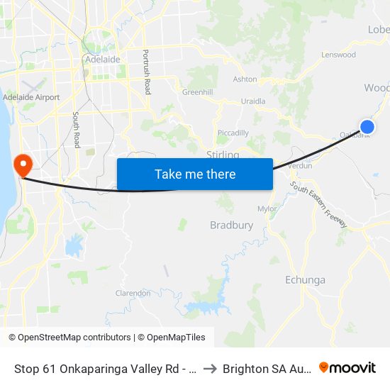 Stop 61 Onkaparinga Valley Rd - South side to Brighton SA Australia map