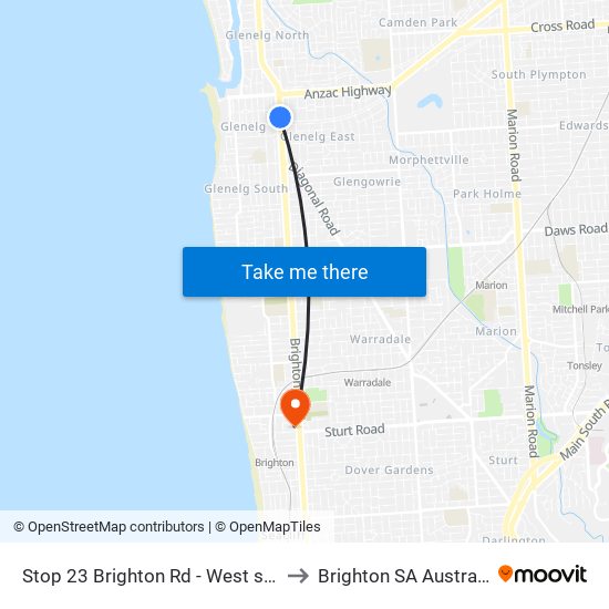 Stop 23 Brighton Rd - West side to Brighton SA Australia map