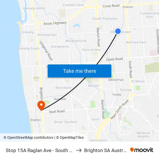 Stop 15A Raglan Ave - South side to Brighton SA Australia map