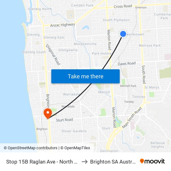 Stop 15B Raglan Ave - North side to Brighton SA Australia map