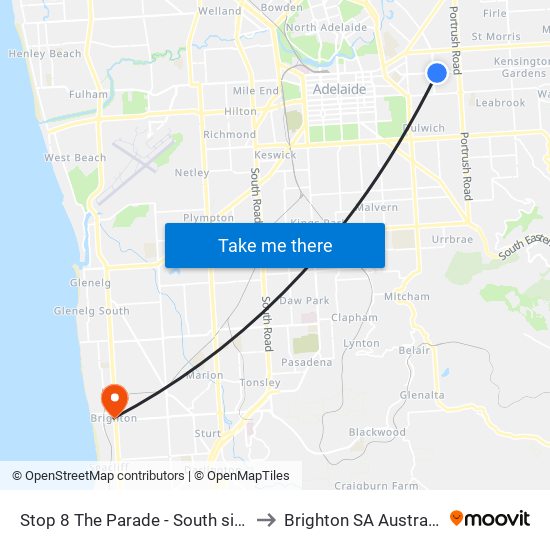 Stop 8 The Parade - South side to Brighton SA Australia map