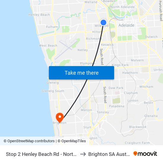 Stop 2 Henley Beach Rd - North side to Brighton SA Australia map