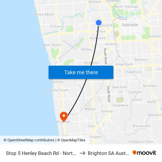 Stop 5 Henley Beach Rd - North side to Brighton SA Australia map