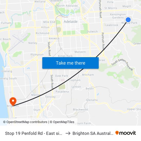 Stop 19 Penfold Rd - East side to Brighton SA Australia map