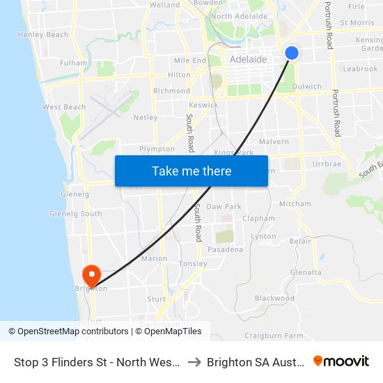 Stop 3 Flinders St - North West side to Brighton SA Australia map