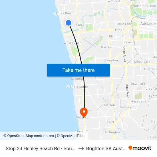 Stop 23 Henley Beach Rd - South side to Brighton SA Australia map