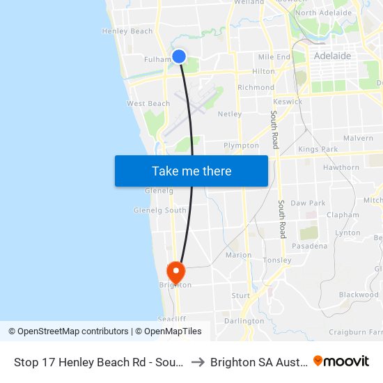 Stop 17 Henley Beach Rd - South side to Brighton SA Australia map