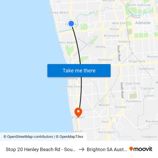 Stop 20 Henley Beach Rd - South side to Brighton SA Australia map