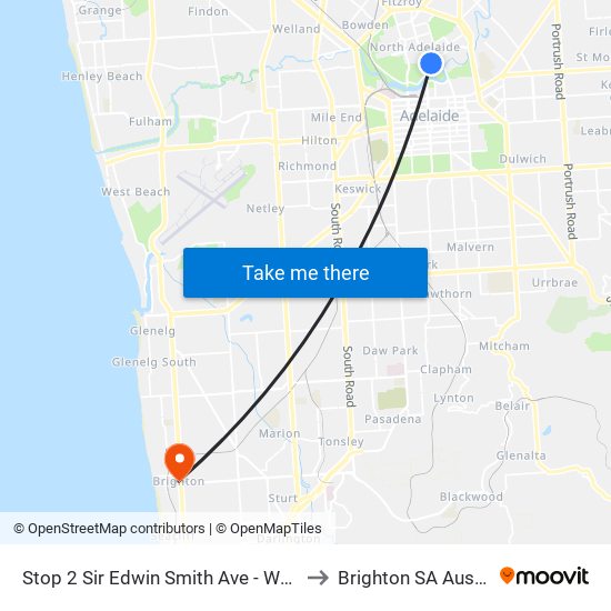 Stop 2 Sir Edwin Smith Ave - West side to Brighton SA Australia map