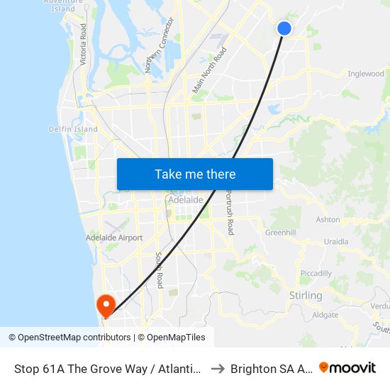 Stop 61A The Grove Way / Atlantis Dr - West side to Brighton SA Australia map