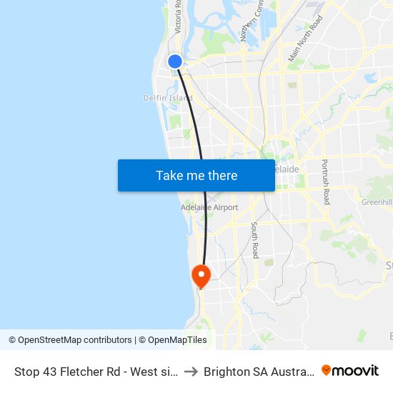 Stop 43 Fletcher Rd - West side to Brighton SA Australia map