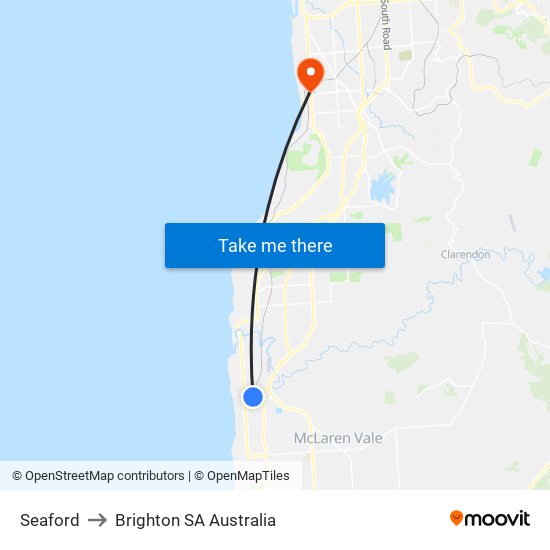 Seaford to Brighton SA Australia map