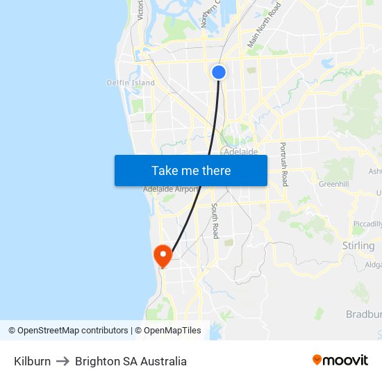 Kilburn to Brighton SA Australia map