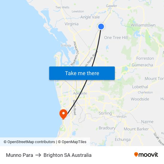 Munno Para to Brighton SA Australia map