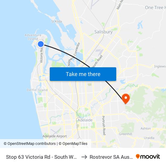 Stop 63 Victoria Rd - South West side to Rostrevor SA Australia map