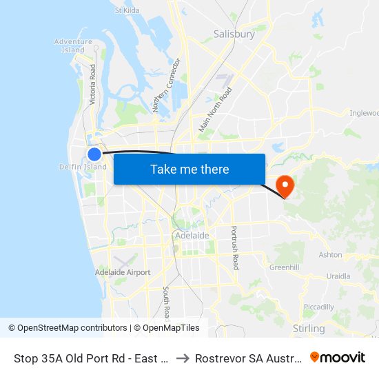 Stop 35A Old Port Rd - East side to Rostrevor SA Australia map
