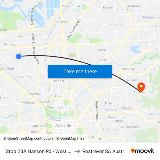 Stop 28A Hanson Rd - West side to Rostrevor SA Australia map