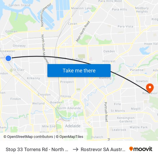 Stop 33 Torrens Rd - North side to Rostrevor SA Australia map