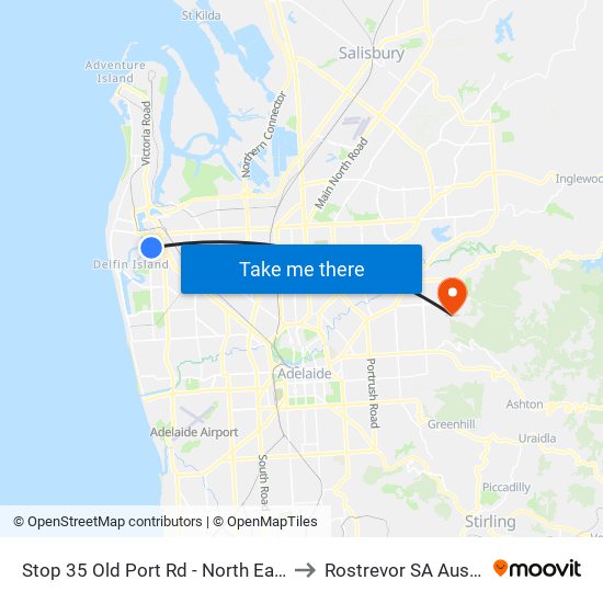 Stop 35 Old Port Rd - North East side to Rostrevor SA Australia map