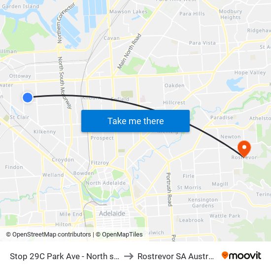 Stop 29C Park Ave - North side to Rostrevor SA Australia map