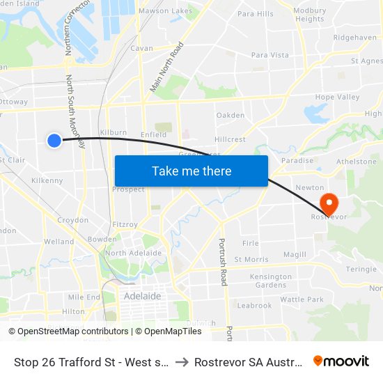 Stop 26 Trafford St - West side to Rostrevor SA Australia map