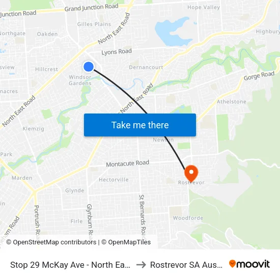 Stop 29 McKay Ave - North East side to Rostrevor SA Australia map