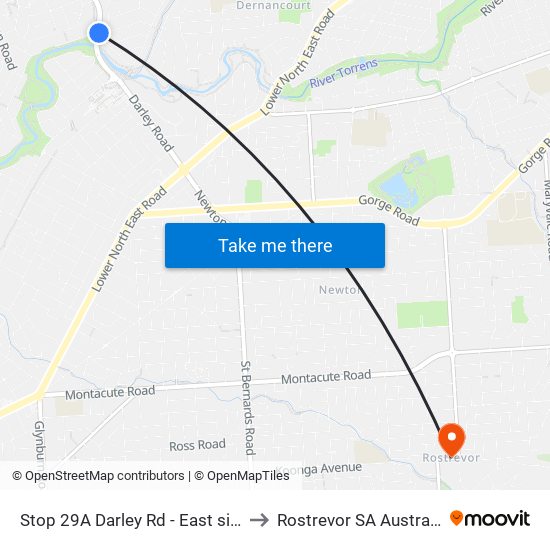 Stop 29A Darley Rd - East side to Rostrevor SA Australia map