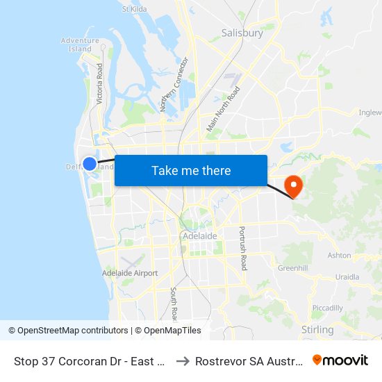 Stop 37 Corcoran Dr - East side to Rostrevor SA Australia map