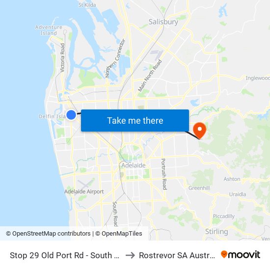 Stop 29 Old Port Rd - South side to Rostrevor SA Australia map