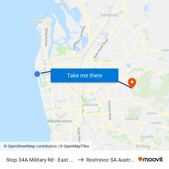Stop 34A Military Rd - East side to Rostrevor SA Australia map