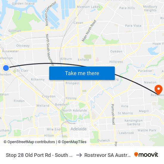 Stop 28 Old Port Rd - South side to Rostrevor SA Australia map