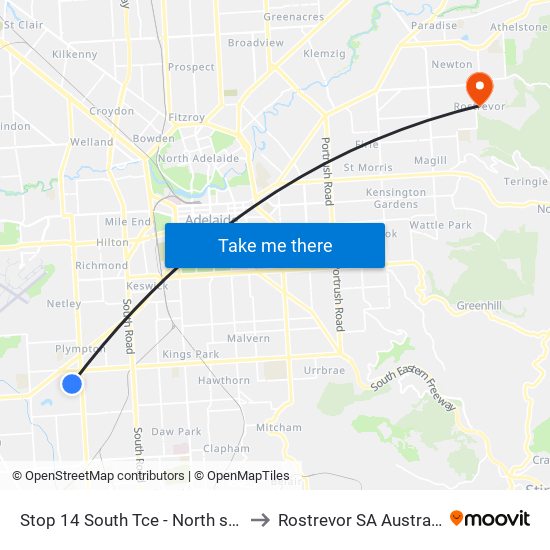Stop 14 South Tce - North side to Rostrevor SA Australia map
