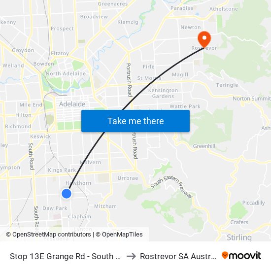 Stop 13E Grange Rd - South side to Rostrevor SA Australia map