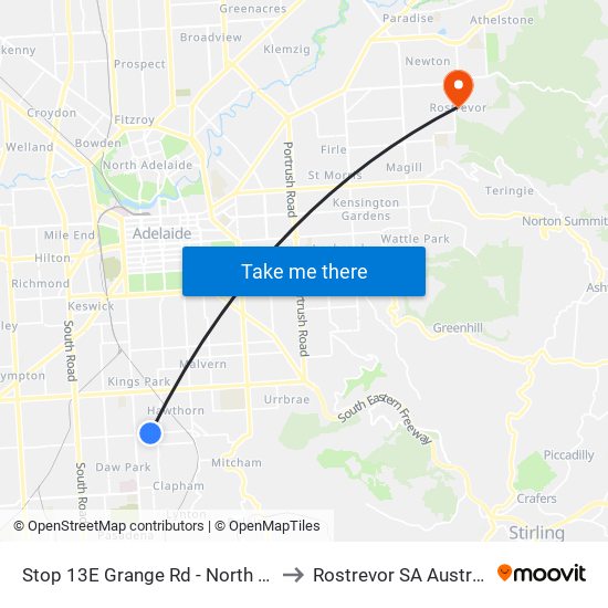 Stop 13E Grange Rd - North side to Rostrevor SA Australia map