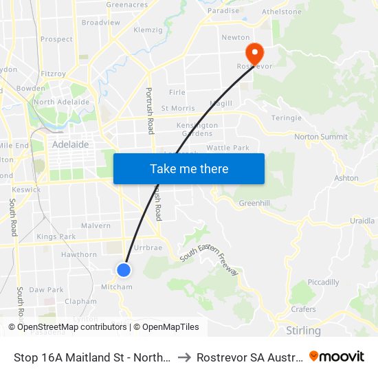 Stop 16A Maitland St - North side to Rostrevor SA Australia map